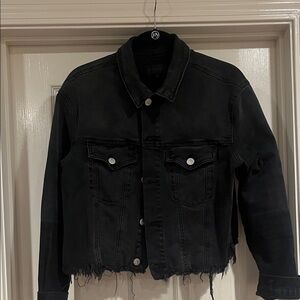 Kendall & Kylie Black Distressed Hem Jean Jacket